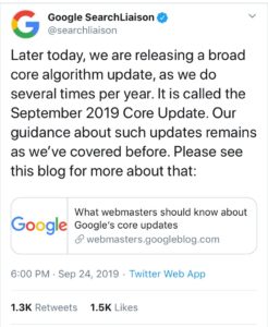 September 2019 core update