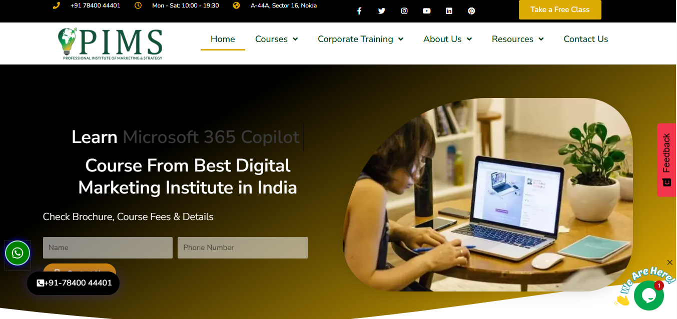 PIMS AI digital marketing institute in Delhi with AI-integrated curriculum and live agency training